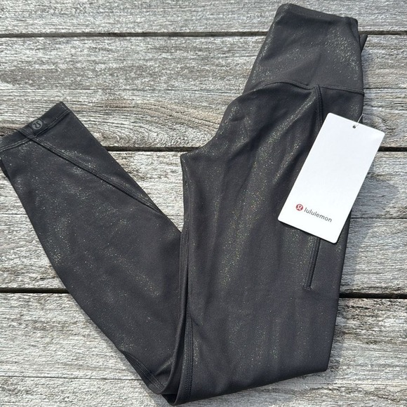 lululemon athletica Pants - Lululemon Align High-Rise‎ Pant Pockets 25" Shimmer Luxe Shine Black size 0 NWT
